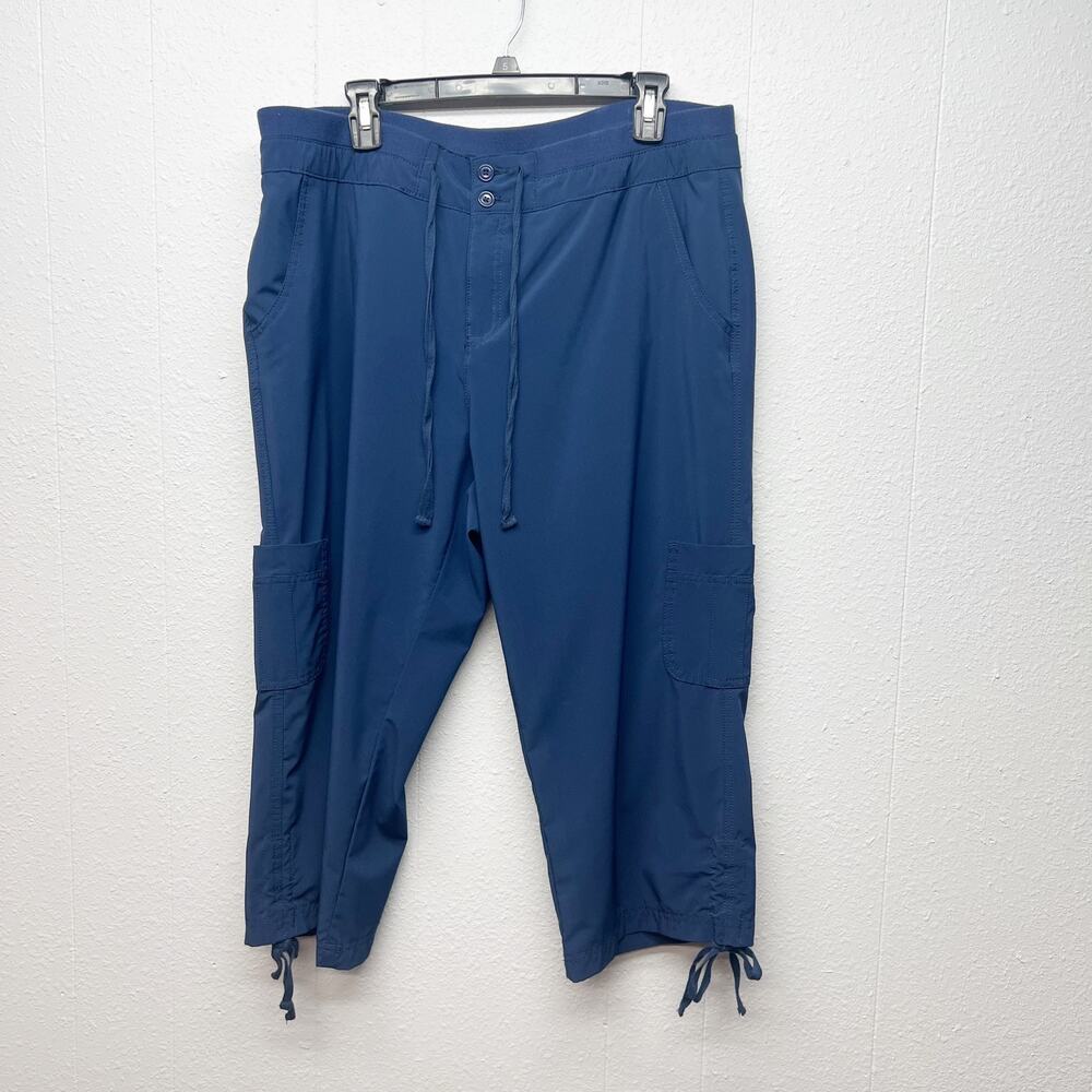 Indigo Navy Blue High Rise Athleisure Capri Lightweight Pants Womens Size 16